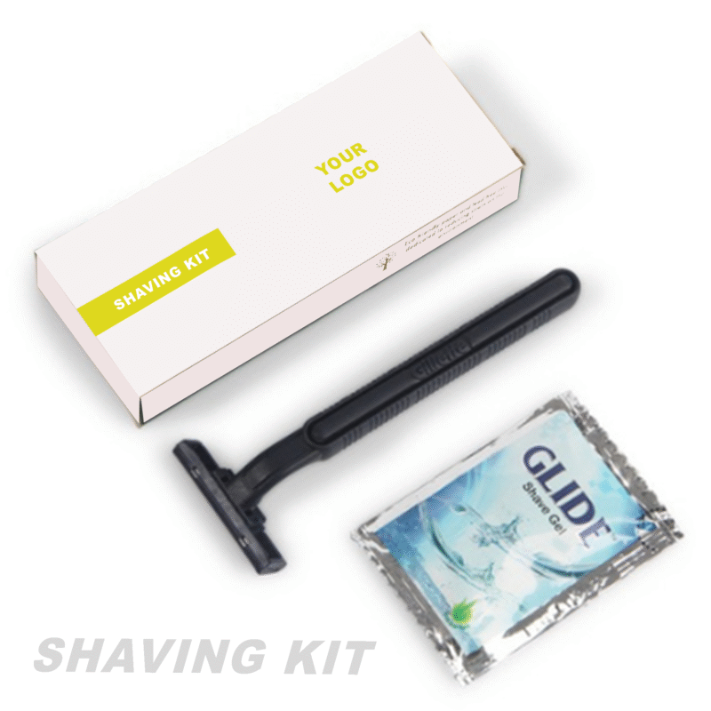 Shaving Kit with Smooth Shave Disposable Razor and Cream(4g), Box Pack with Logo Toiletries Amenities for Hotel & Travel