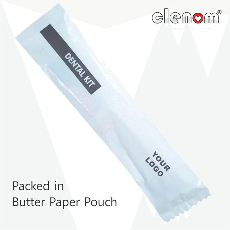Couple Dental Kit with 2 Toothbrushes & 1 Toothpaste White Pouch Pack with Logo, Guest Amenities | Ideal for Hotels, Guest Houses, Airbnb, Spa, Hospitals.
