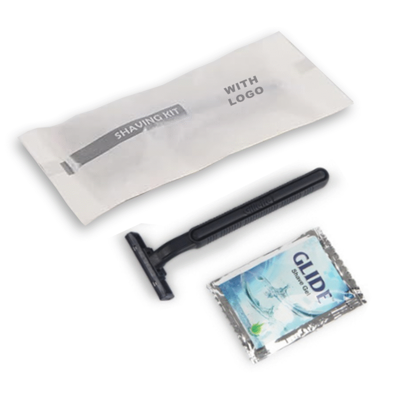 Shaving Kit with Smooth Shave Disposable Razor and Cream(4g), Bio Pack with Logo Toiletries Amenities for Hotel & Travel (Copy)