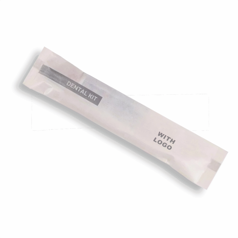 Couple Dental Kit with 2 Toothbrushes & 1 Toothpaste White Pouch Pack with Logo, Guest Amenities | Ideal for Hotels, Guest Houses, Airbnb, Spa, Hospitals.
