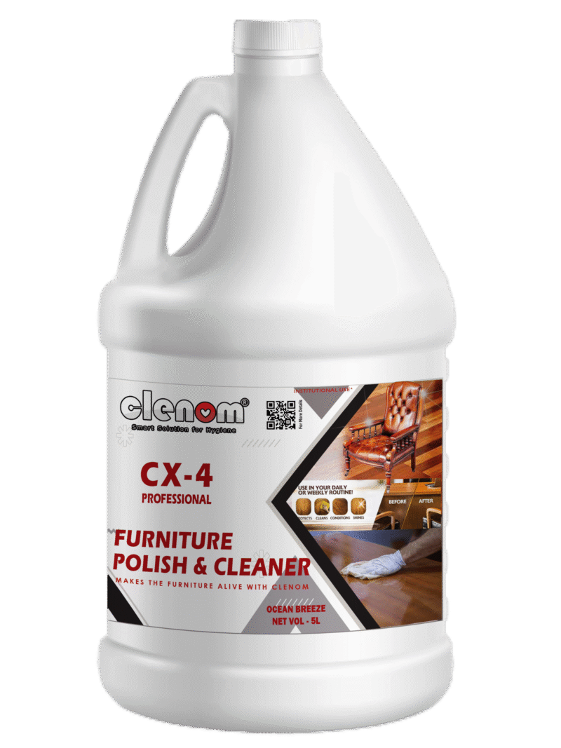 Clenom CX 4 Wood Cleaner & Polish – 5L | Eco-Friendly Spray with Beeswax | Furniture, Floor, Laminate Cleaning Solution | Home & Commercial Use