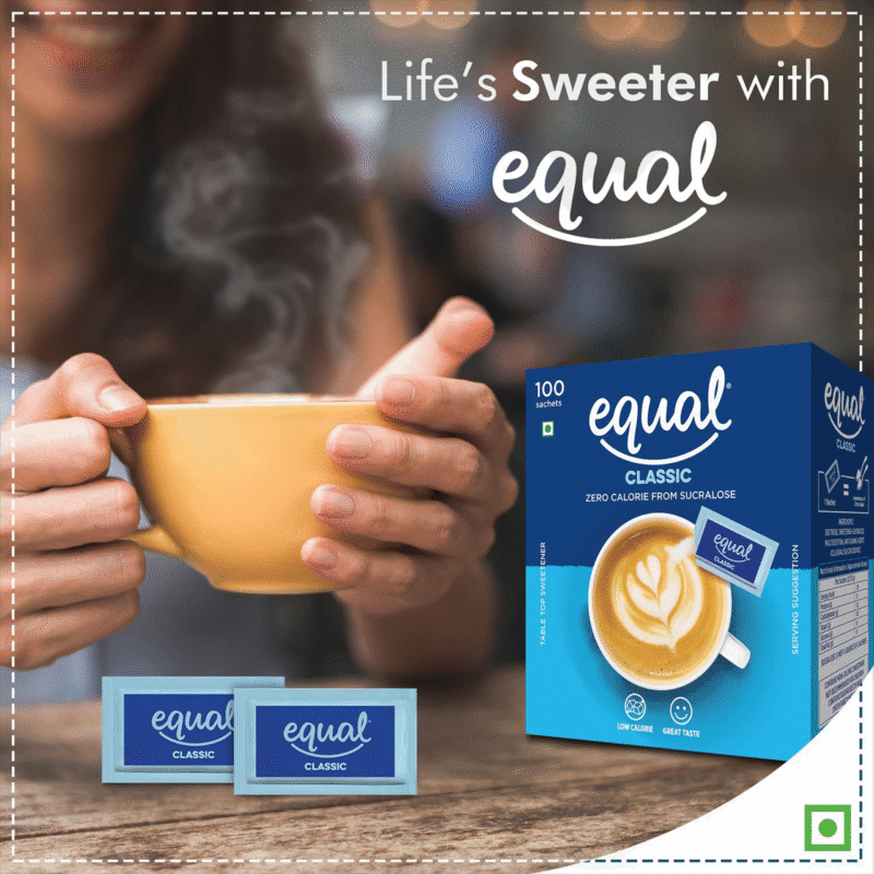 Equal Original Classic Zero Calorie Sugar Free Sweetener (Pack of 100 Sachets Box)