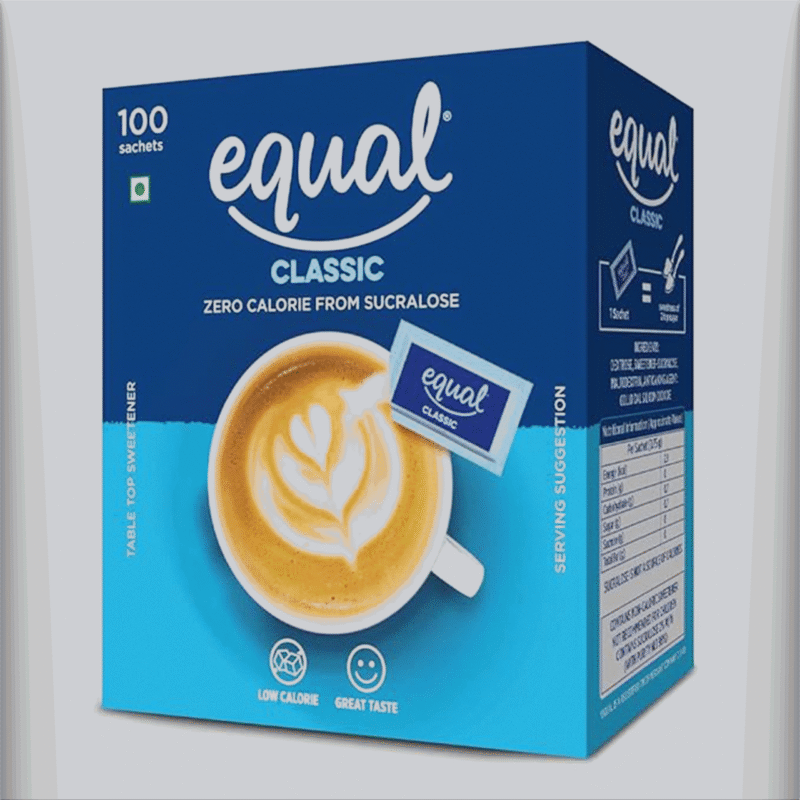 Equal Original Classic Zero Calorie Sugar Free Sweetener (Pack of 100 Sachets Box)