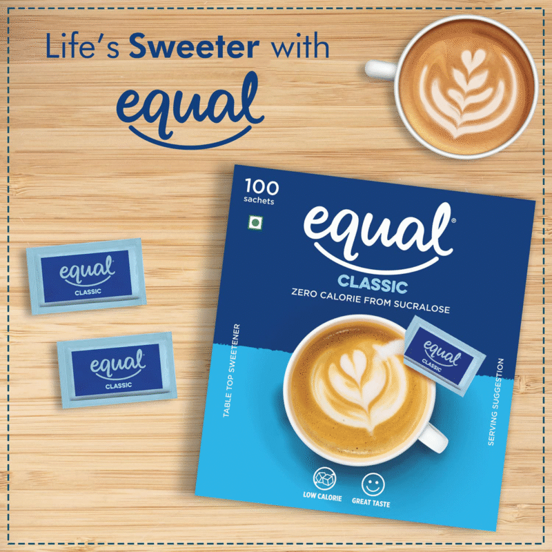 Equal Original Classic Zero Calorie Sugar Free Sweetener (Pack of 100 Sachets Box)