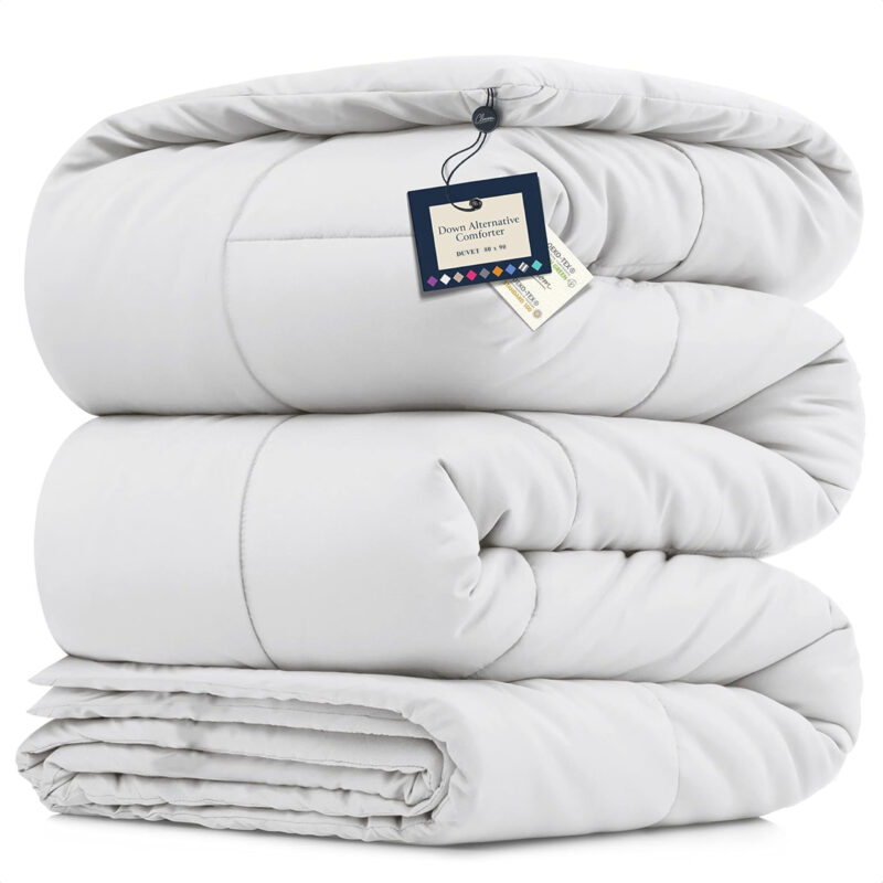 Duvet Linen Microfibre | Warm Quilt | Winter Comforter | Duvet for Single Size Bed (80 X 90 Inch | 203.2 cm x 228.6 cm, White) (Breathable)