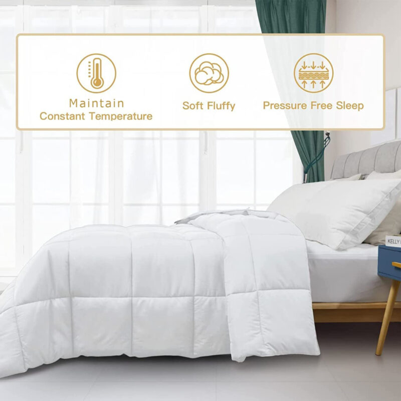Duvet Linen Microfibre | Warm Quilt | Winter Comforter | Duvet for Single Size Bed (80 X 90 Inch | 203.2 cm x 228.6 cm, White) (Breathable)