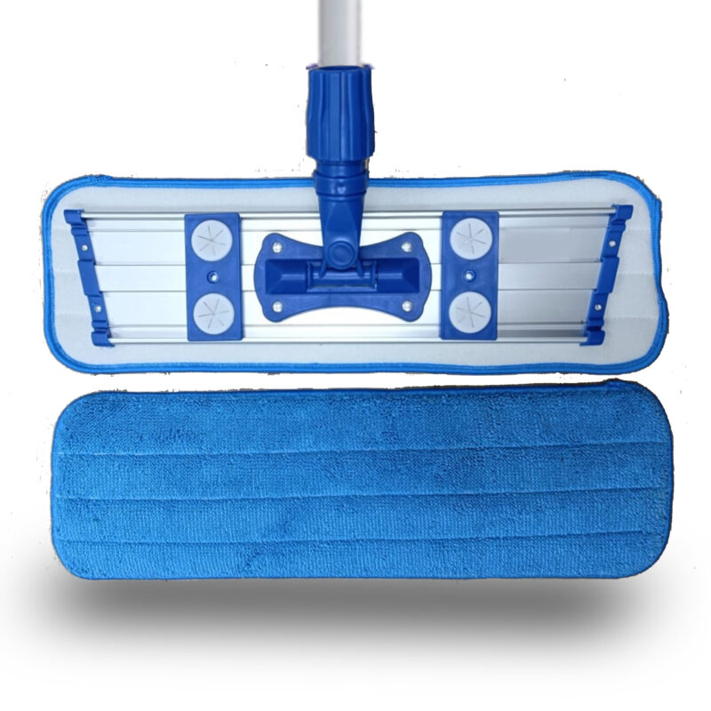 Professional Microfiber Mop 18" inch for Tile Floor Cleaning, Stainless Steel Handle - Reusable Flat Mop Pad