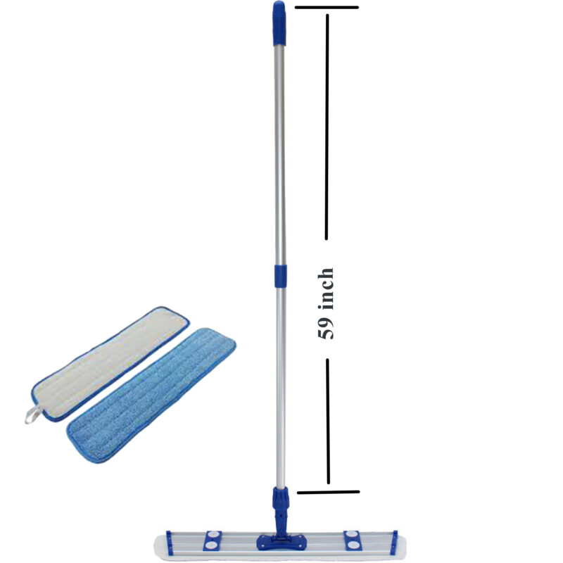 Professional Microfiber Mop 18" inch for Tile Floor Cleaning, Stainless Steel Handle - Reusable Flat Mop Pad