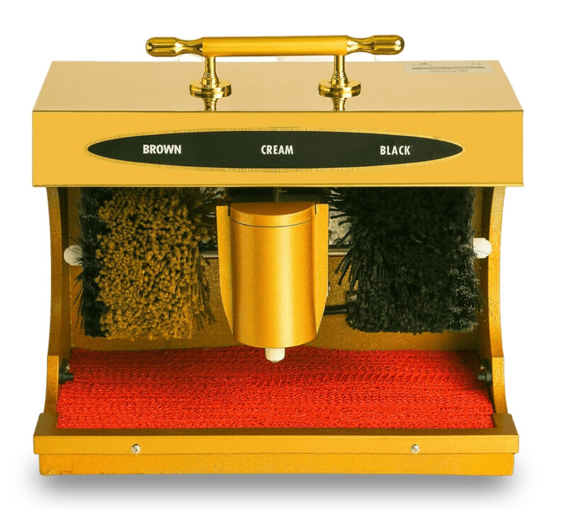 Automatic Shoe Polish Machine Gold | Medium Size | Black & Brown Brushes.