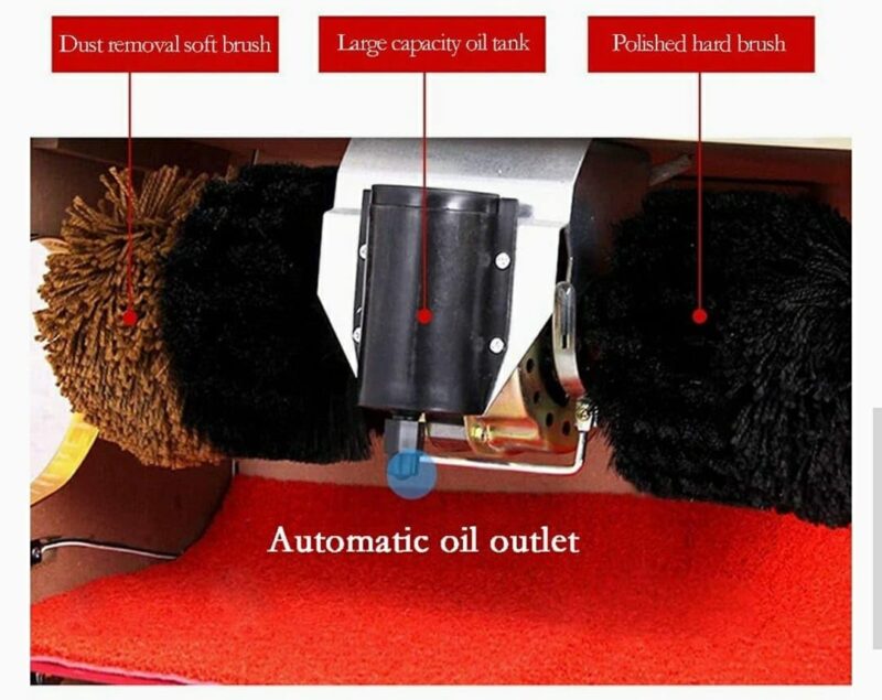 Fully Automatic Induction Shoe Polish Machine Gold | 3-in-1 Dust, Polishing and Brightening | Large Size | Black & Brown Brushes.