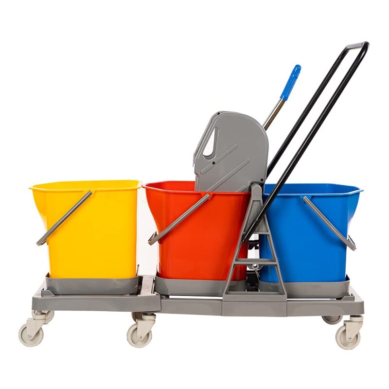 Three Bucket Mop Wringer Trolley (60 LTR).