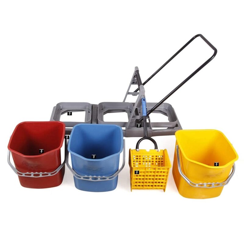 Three Bucket Mop Wringer Trolley (60 LTR).