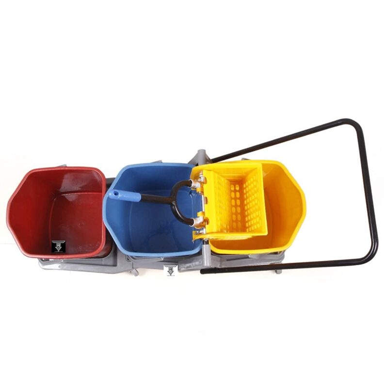 Three Bucket Mop Wringer Trolley (60 LTR).