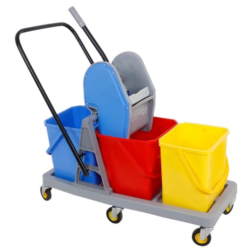 Three Bucket Mop Wringer Trolley (60 LTR).