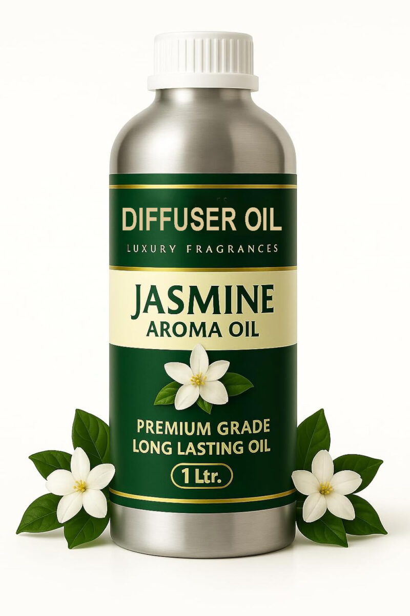 Jasmine Diffuser Oil with Strong, Long-Lasting Aroma. Premium Aroma Oil for Hotels, Resorts & Hospitals. Diffusers, Air Purifiers, Vaporizers – 1 Liter (1000 ml)