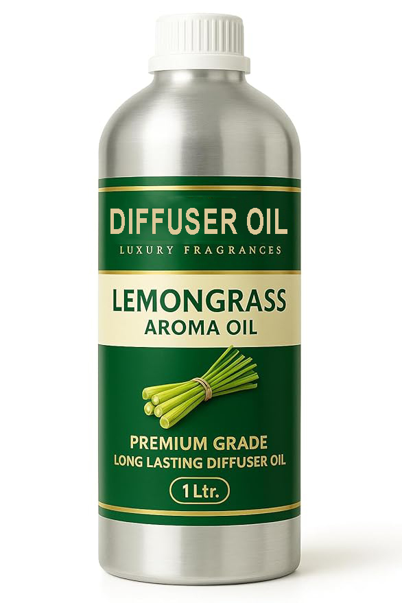 Lemon Grass Diffuser Oil with Strong, Long-Lasting Aroma. Premium Aroma Oil for Hotels, Resorts & Hospitals. Diffusers, Air Purifiers, Vaporizers – 1 Liter (1000 ml) (Copy)