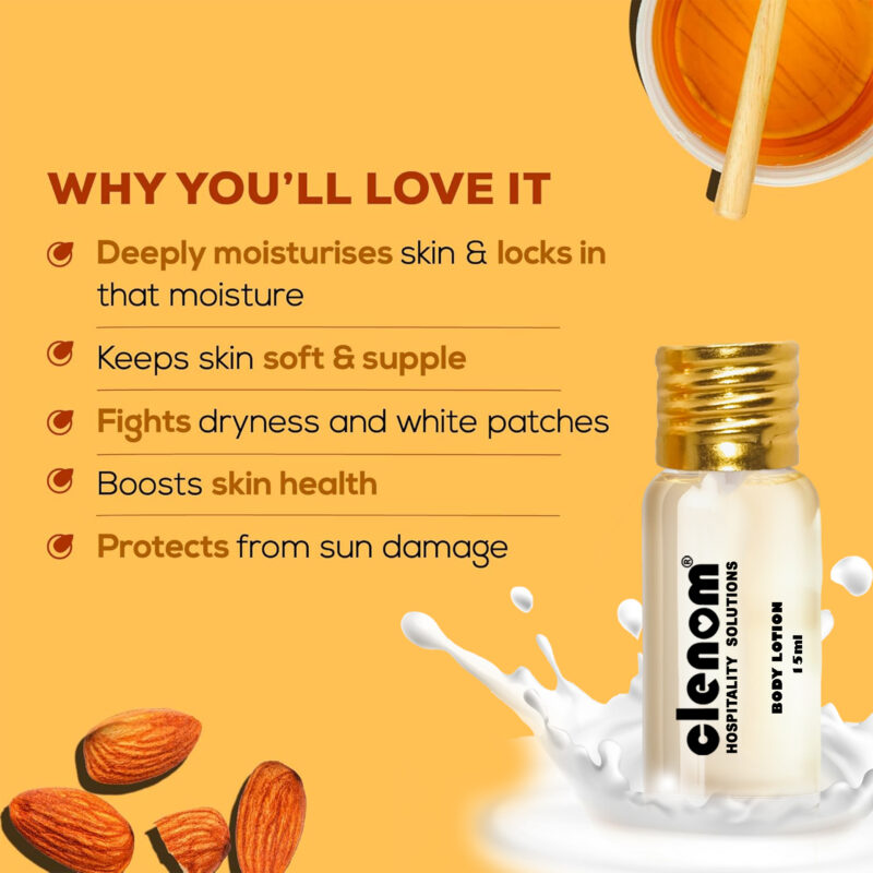 Clenom Almond Moisturizing Body Lotion | Customizable Logo | Nourishing |15ml.