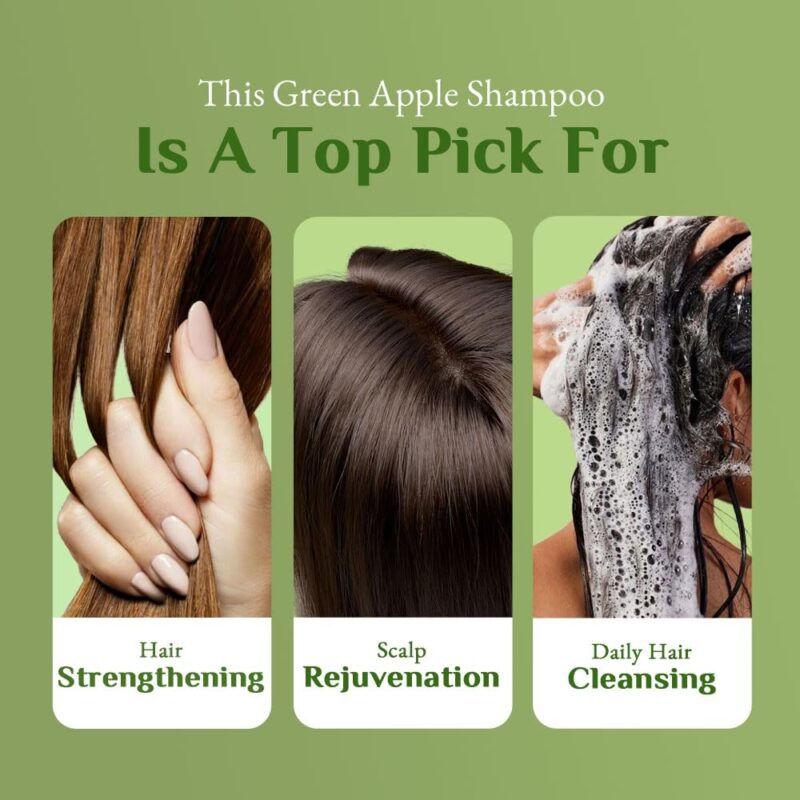Clenom Green Apple Hair Shampoo |15ml | Customizable Logo | Black Flip top Cap.