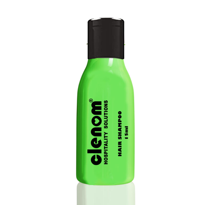 Clenom Green Apple Hair Shampoo |15ml | Customizable Logo | Black Flip top Cap.