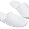 Clenom Hotel Guest Room Slippers – Terry Close-Toe, 5MM Sole, Free Size (Unisex, White)