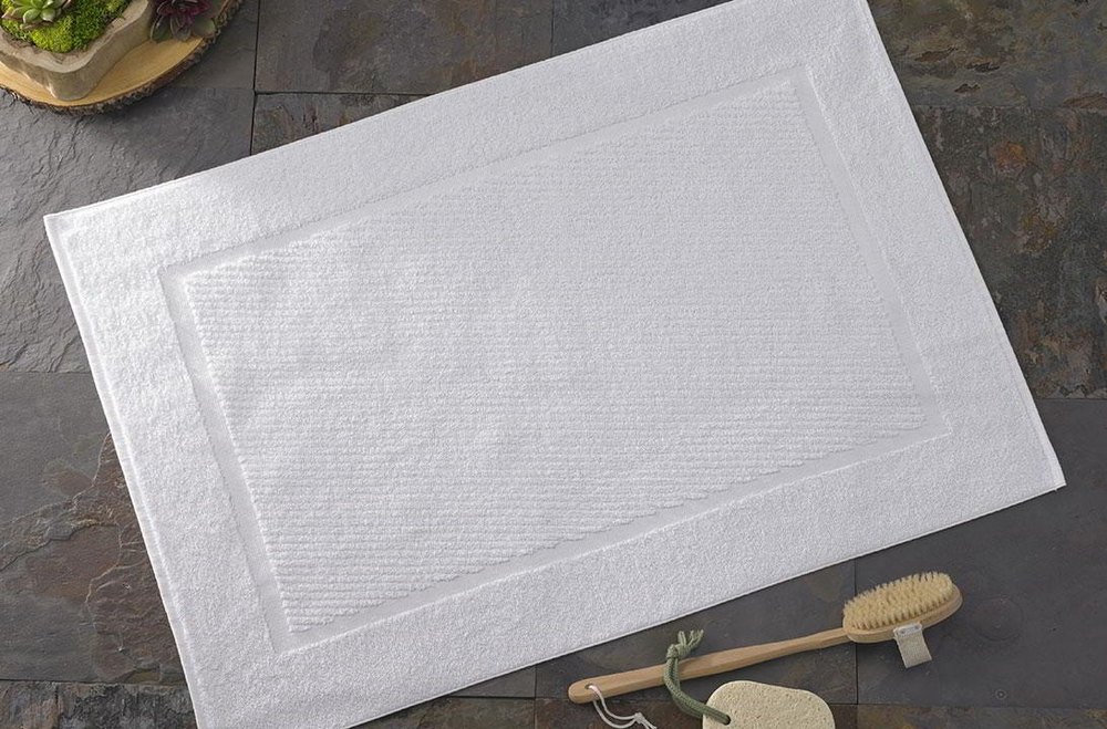Plain White Cotton Terry Bath Mat