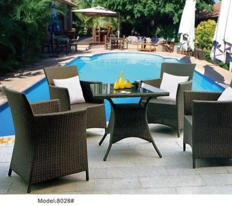 Wrought Iron ( Frame) Hotel Outdoor Garden Dining Table Set
