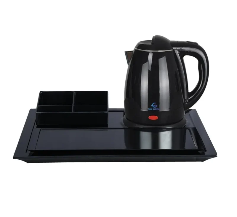 Black Modern Hotel Electric Kettle 1.2 L Tray Set, Shape: Rectangle