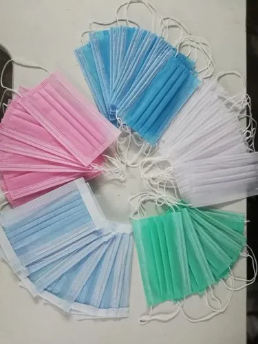 Pristine Disposable Non Woven 3 Ply Mask Colour Mask, Pack of 100